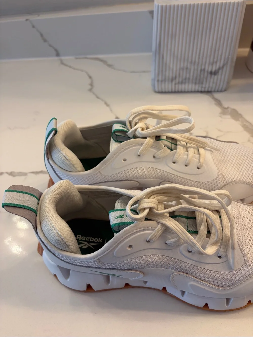 Reebok White Athletic Sneakers with Green Accents